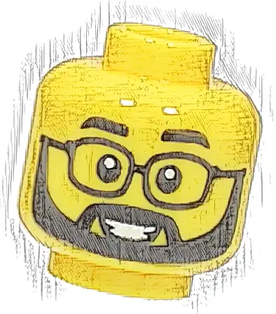Minifigure, Head Black Eyebrows, Glasses and Full Beard, Open Mouth Smile Pattern