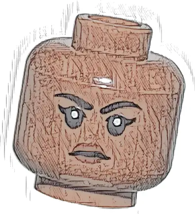 Minifigure, Head Female Black Eyebrows and Eyelashes, Reddish Brown Lips, Stern Pattern