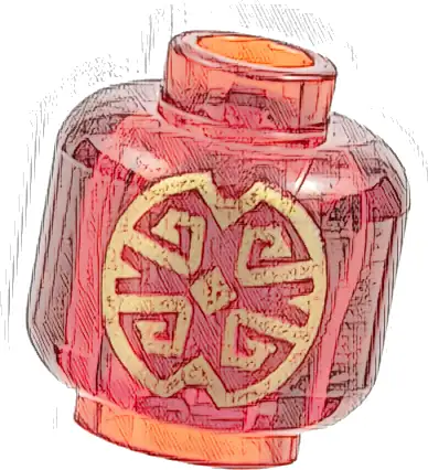 Minifigure, Head without Face with Gold Oriental Pattern on Both Sides