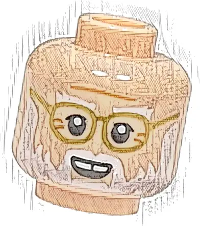 Minifigure, Head White Eyebrows and Beard, Gold Rimmed Glasses, Medium Nougat Forehead Crease and Age Lines, Open Mouth Smile Pattern