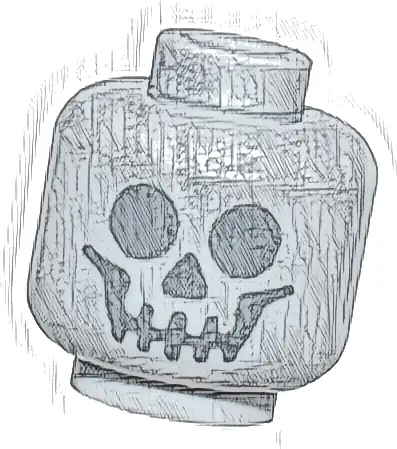 Minifigure, Head with Dark Bluish Gray Standard Skull Pattern