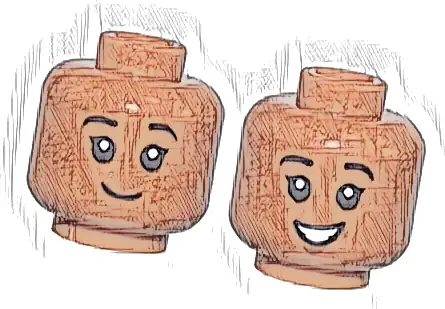 Minifigure, Head Dual Sided Child, Thin Black Eyebrows, Closed Mouth Smile / Open Mouth Smile Pattern