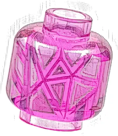 Minifigure, Head without Face with Bright Pink Triangles, Silver Outlines and Dark Pink Lines Pattern