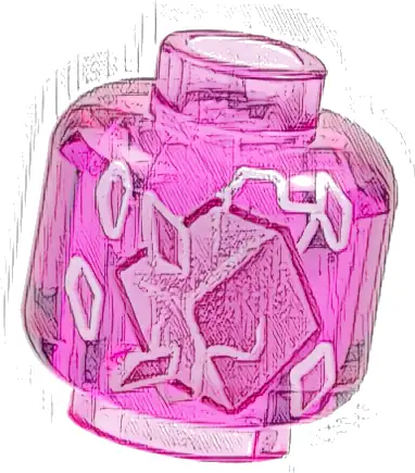 Minifigure, Head without Face with Bright Pink and Dark Pink Cube and Crystals and White Energy Pattern