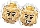 Część LEGO® 3626pb3758 Minifigurka, głowa dwustronna kobieta czarne brwi i rzęsy, średniobrązowy cień do powiek i usta, uśmiech / otwarte usta z zębami, wzór