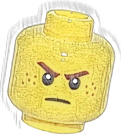 Minifigure, Head Reddish Brown Eyebrows, Nougat Freckles, Angry Scowl Pattern