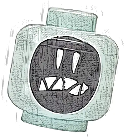 Część LEGO® 3626pb3884 Minifigurka, głowa obcy z czarną twarzą, białymi długimi oczami i spiczastymi zębami, wzór