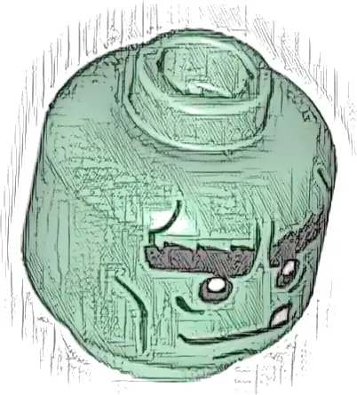 Minifigure, Head Alien Monster with Black Bushy Eyebrows, Dark Green Cheek Lines, Wrinkles, Chin Dimple, White Tooth, Neutral Pattern