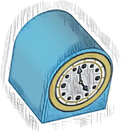 Duplo, Brick 2 x 2 x 2 Slope Curved Double with Clock Hands 4:57 Pattern