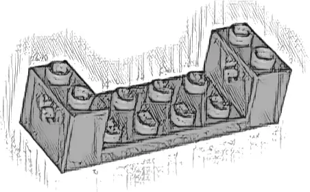 Technic, Brick 2 x 6 x 1 1/3 with Axle Holes and Bottom Stud Holders