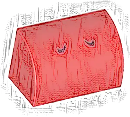 Slope, Curved 1 x 2 with 2 Dark Red Curved Lines Pattern (Super Mario Red Yoshi Nostrils)