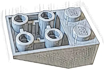Slope, Inverted 33 3 x 2 with Flat Bottom Pin and Connections between Studs