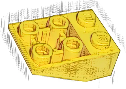 Slope, Inverted 33 3 x 2 with Flat Bottom Pin and Connections between Studs