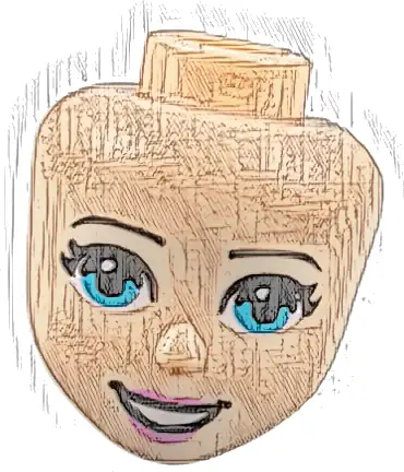 Mini Doll, Head Friends with Medium Azure Eyes, Dark Pink Lips, and Open Mouth Smile with Teeth Pattern