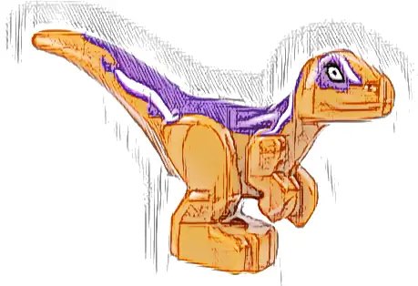 Dinosaur Baby Standing with Dark Purple Back, White Stripes, and White Eyes Pattern