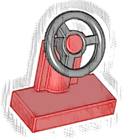 Vehicle, Steering Stand 1 x 2 with Black Steering Wheel