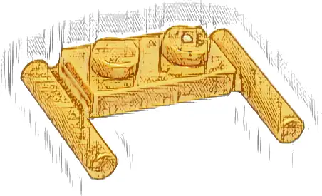 Plate, Modified 1 x 2 with Bar Handles - Flat Ends, Low Attachment