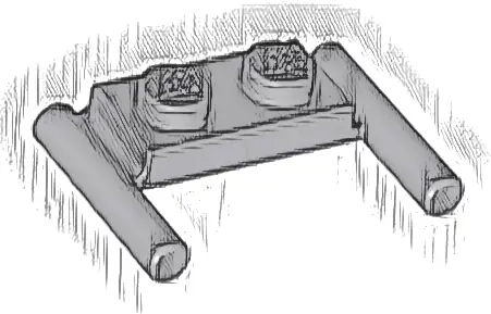 Plate, Modified 1 x 2 with Bar Handles - Flat Ends, Low Attachment