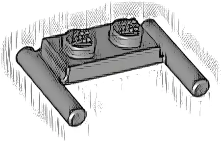 Plate, Modified 1 x 2 with Bar Handles - Flat Ends, Low Attachment