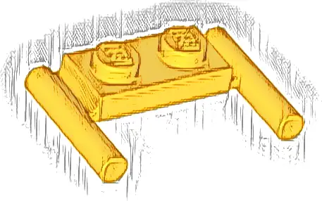 Plate, Modified 1 x 2 with Bar Handles - Flat Ends, Low Attachment