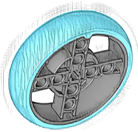 Wheel 56 x 14 Technic with Axle Hole and 8 Pin Holes with Molded Medium Azure Hard Rubber Tire Pattern