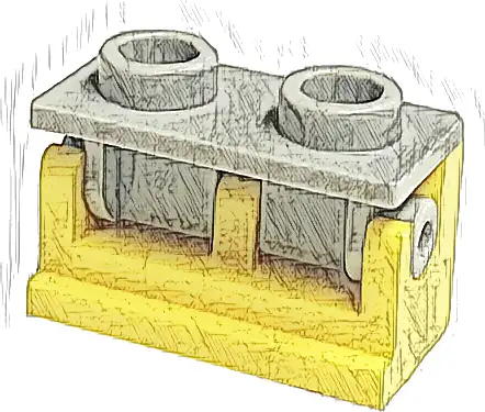 Hinge Brick 1 x 2 with Light Bluish Gray Top Plate (3937 / 3938)