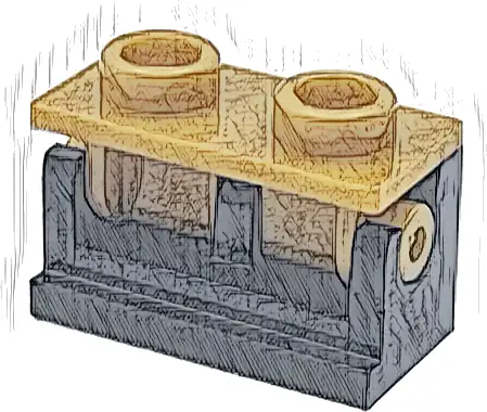 Hinge Brick 1 x 2 with Pearl Gold Top Plate (3937 / 3938)