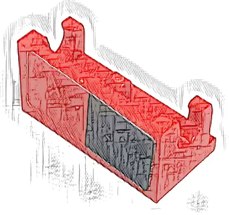 Hinge Brick 1 x 2 Base with Black Rectangle on Red Background Pattern Model Right Side (Sticker) - Set 76906