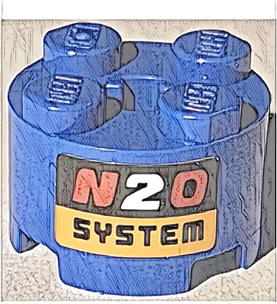 Brick, Round 2 x 2 with Axle Hole with 'N2O SYSTEM' Pattern (Sticker) - Set 42111