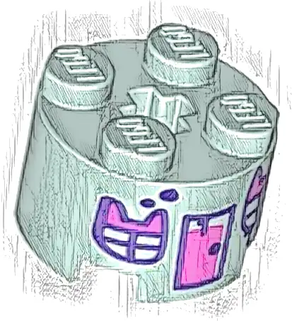 Brick, Round 2 x 2 with Axle Hole with Dark Pink and Dark Purple Door, Paint Spots and Windows with Cat Ears Pattern