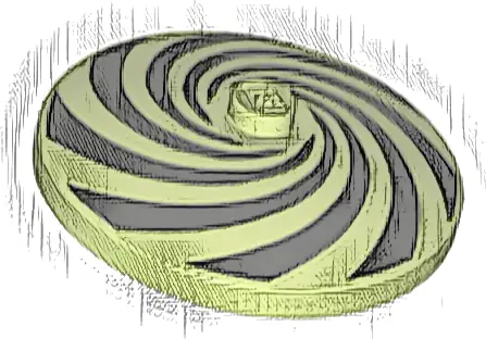 Dish 4 x 4 Inverted (Radar) with Solid Stud with Spiral Segments Black Pattern