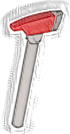 Minifigure, Utensil Axe, Pick End with Molded Red Head Pattern