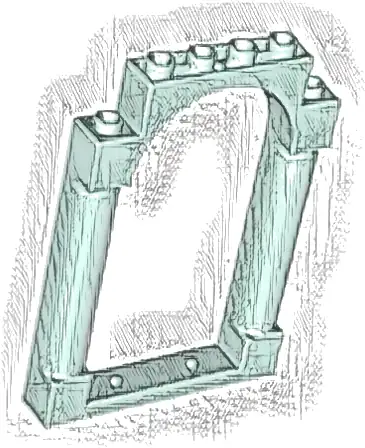 Door, Frame 1 x 6 x 7 Arched with Notches and Rounded Pillars
