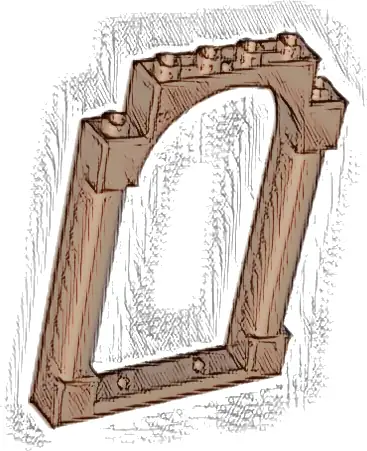 Door, Frame 1 x 6 x 7 Arched with Notches and Rounded Pillars