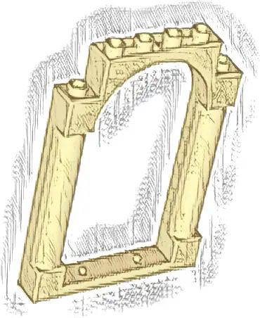 Door, Frame 1 x 6 x 7 Arched with Notches and Rounded Pillars