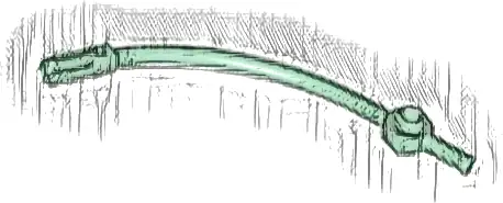 Bar Curved with Axle 1L and 1 x 1 Round Plate End