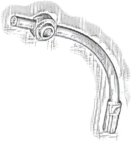 Bar Curved with Axle 1L and 1 x 1 Round Plate End