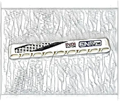 Technic, Liftarm Thick 1 x 9 with Dark Blue and Dark Red 'ENGYNE', 'INDIKATOR' and Silver Vent Pattern Model Left Side (Sticker) - Set 42109