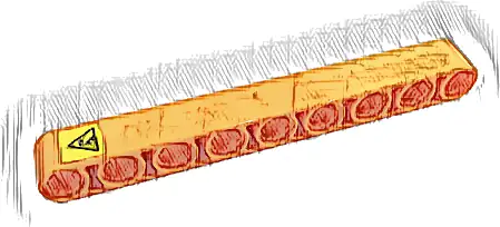Technic, Liftarm Thick 1 x 9 with Yellow Danger Sign Pattern (Sticker) - Set 42128