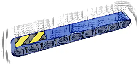 Technic, Liftarm Thick 1 x 9 with Black and Yellow Danger Stripes Pattern Side A (Sticker) - Set 42128