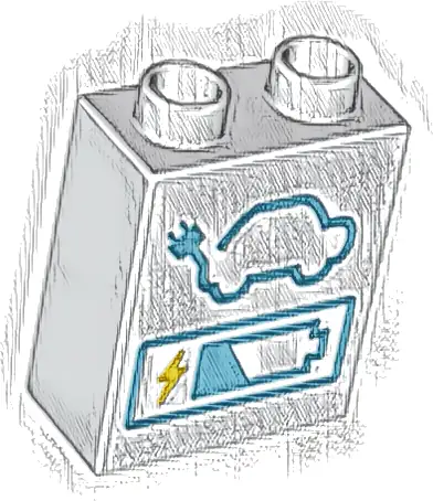 Duplo, Brick 1 x 2 x 2 with Electric Charging Point and Battery Power Indicator Pattern