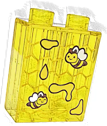 Duplo, Brick 1 x 2 x 2 with Bees, Honey and Honeycomb Pattern