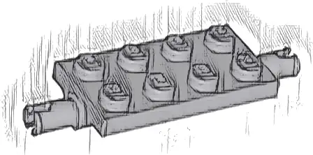 Plate, Modified 2 x 4 with Pins and Thick Reinforced Supports