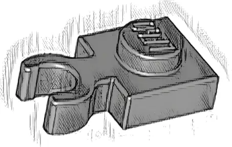 Plate, Modified 1 x 1 with Open O Clip Thick (Vertical Grip)