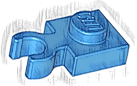 Plate, Modified 1 x 1 with Open O Clip Thick (Vertical Grip)