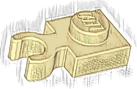 Plate, Modified 1 x 1 with Open O Clip Thick (Vertical Grip)