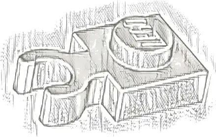 Plate, Modified 1 x 1 with Open O Clip Thick (Vertical Grip)