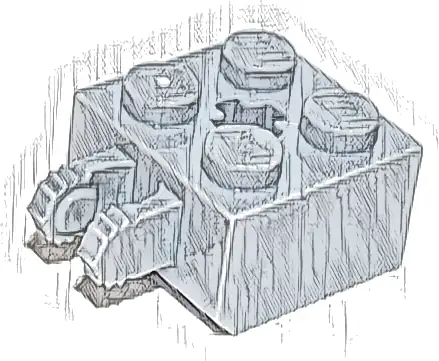 Hinge Brick 2 x 2 Locking with 2 Fingers Vertical and Axle Hole