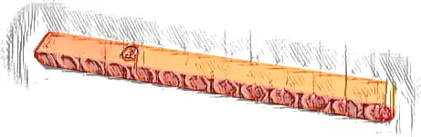 Technic, Liftarm Thick 1 x 13 with Capital Letter E in Red and White Circle Pattern Model Right Side (Sticker) - Set 42141 (Second Version)