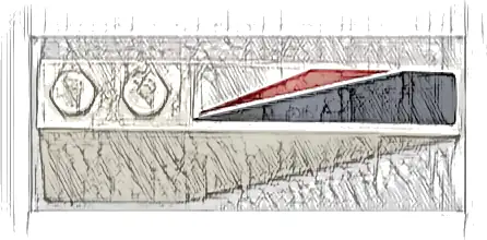 Wedge 6 x 2 Right with Dark Blue and Red Triangle and Angled Stripes Pattern (Sticker) – Set 42109